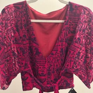 BLACKMILK Hieroglyphics Jewel Sheer KIMONO TIE TOP! Size XL